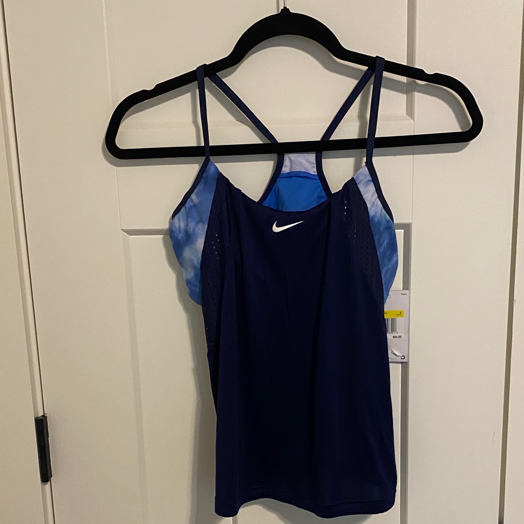 Nike Women's Navy And Sky Blue Sports Bra
